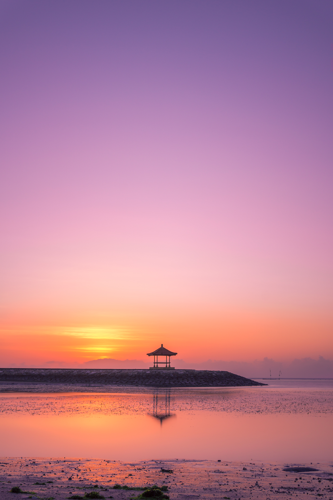 Foto Landschaft Sonnenuntergang Strandhütte Bali Sanur