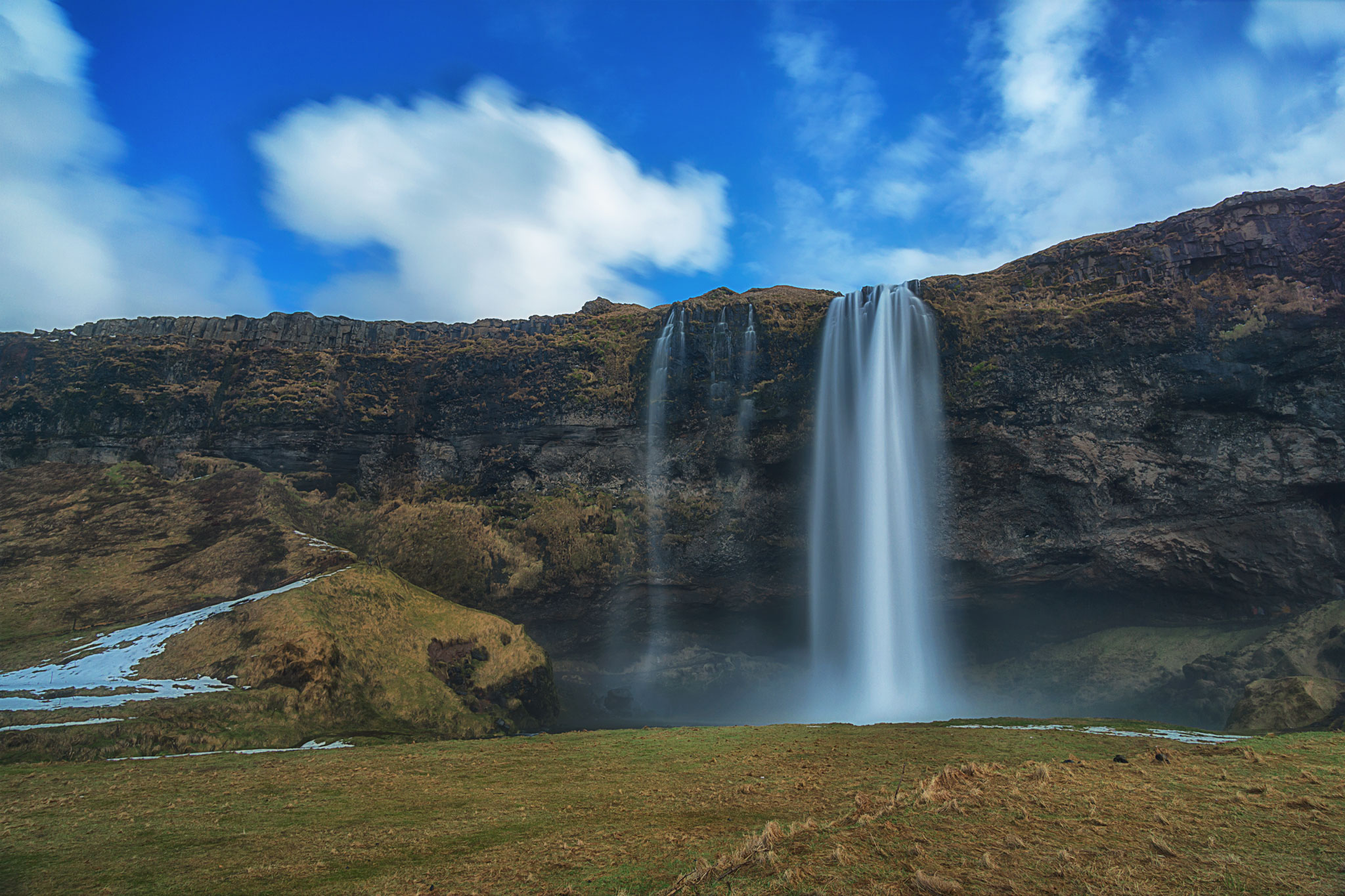 Foto Landschaft Seljalandsfoss Wasserfall Island